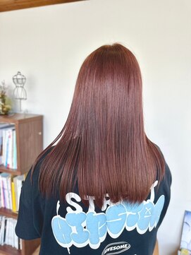 アパートメントヘアー 大人透明感ピンクブラウンロングレイヤ/髪質改善