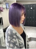 10416ラベンダーパープル耳かけボブシャギーボブ透明感カラー