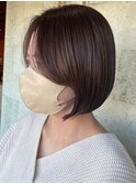 ボブ ミルクティーベージュ 艶髪 髪質改善カラー ショート