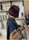 ボブ×ワインレッド