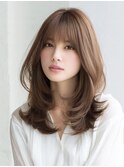 ☆シースルーバング小顔ウルフミディ黒髪メルティカラーボブ