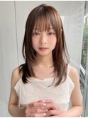 小顔 前髪 レイヤーカット 暗めカラー デザインカラー"