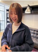 切りっぱなしボブ×透明感オリーブベージュ▽福永