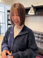 ジリ(JILI)&nbsp;切りっぱなしボブ×透明感オリーブベージュ▽福永