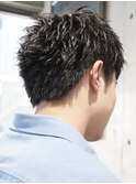 スパイキーショートブリーチハイライト髪質改善ダブルカラー