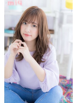 ミック 日暮里店(miq) シースルーバング×ラベンダーベージュ♪万人ウケセミディa