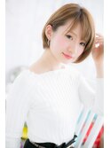 大人かわいい耳かけ◎マロンベージュ前下がりミニボブb1