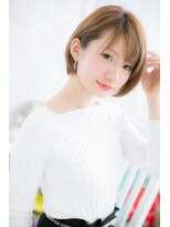 ミック ヘアアンドメイク アップ 駒込店(miq Hair&Make up)&nbsp;大人かわいい耳かけ◎マロンベージュ前下がりミニボブb1