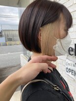 カットウェルズ ラブコオリヤマ 郡山店(Cut Well's Love Koriyama)&nbsp;ボブ×インナーカラー×ミルクティーベージュ【郡山】