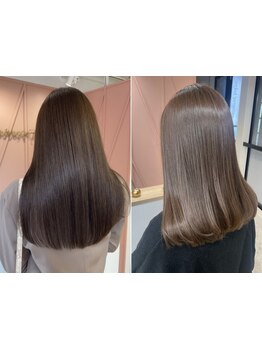 【ハイブリッドストレート髪質改善\12900】低ダメージ薬剤で艶ストレート☆[髪質改善/池袋/ダブルカラー］