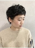 20代30代40代くせ毛風パーマ大人ベリーショート小顔カット抜け感