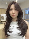 ラベンダーグレージュざくざくレイヤーカット韓国ヘア髪質改善