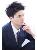 スーツ　ビジネスカジュアル　フレッシュ　かきあげバング