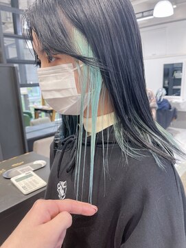 ジゼル(GiseL) ミントグリーン♪ インナーカラー/イヤリングカラーダブルカラー