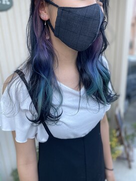 イースタイル 志都呂店(e-style com’s hair) ロイヤルパープル,インディゴ,アースカラーで幻想的なインナー