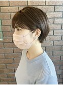 丸みショート/耳だしショート/アースカラー@20代30代