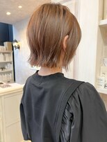 キャアリー(Caary)&nbsp;福山市美容室Caary人気 オレンジベージュ透明感秋カラーボブ