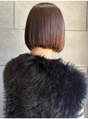 丸みショートボブ ブラウンベージュ 艶トリートメント 美髪 20代
