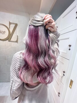 オズ 郡山駅前店(OZ) ケアブリーチベージュで柔らか質感ダブルカラーパープルで透明感