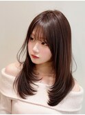 ロングヘア30代20代ストレートレイヤー前髪あり表参道【平島】