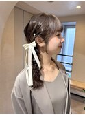 結婚式参列お呼ばれヘアセット/サイド編みおろしヘアアレンジ