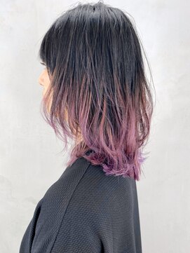 アルバム 銀座(ALBUM GINZA) パープルミディ_アッシュブラウンネオウルフ外ハネボブ_ba278461