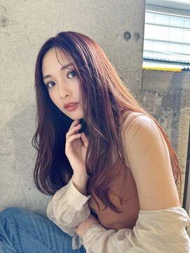 ルービック 梅田茶屋町(Rubik) シースルーバング/大人秋色/ピンクカラー/ウェーブヘア