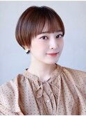 大人可愛い◎イメチェン似合わせカットフルバングレッドブラウン