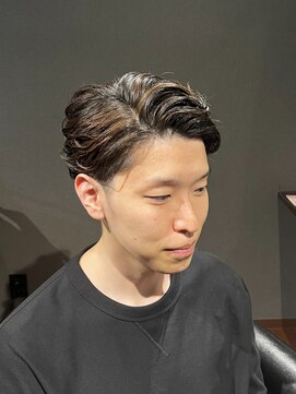 ビーダンディー(Bee dandy) ビジネスツーブロックショート デザインパーマ 七三オールバック