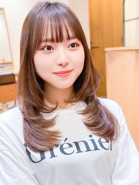 ルエ(rue) ミディアムレイヤーカットストレートロングウルフカットベージュ