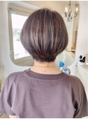 ハイライトカラー小顔似合わせカットひし形まるみショート