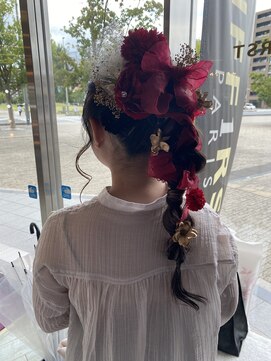 コワファースト 大分(COIFF1RST) 成人式/編みおろしスタイル/りぼん/ポニーテール