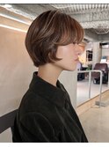 透け感ショートボブ × やわニュアンスパーマ