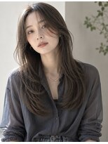 サンク(thank)&nbsp;大人のシアーオリーブグレージュ透明感ロングレイヤー
