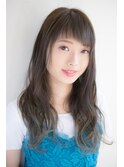 アシメバング×デザインカラーの大人ウェーブ
