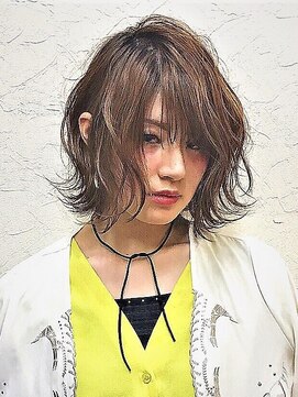 ウェーヴ アズシュガー 浜松佐藤店(wave as sugar) 〈wave佐藤店〉外ハネボブ アッシュベージュ前髪エアリーミディ