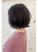 髪質改善トリートメント_マロンベージュ Aラインボブ かきあげ