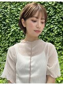 大人ショートボブ耳かけボブマッシュミルクチョコレート