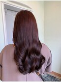 ピンクブラウンのウェーブスタイル