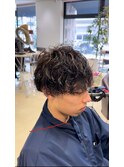 【波巻き メンズカット ハイライト】