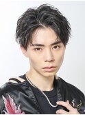 ツイストパーマセンターパート大宮ツーブロックテーパーフェード