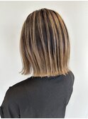 切りっぱなしボブ×コントラストハイライト