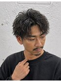 メンズカットパーマ/ソフトツイストスパイラル/刈り上げマッシュ