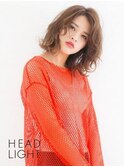 外ハネ×ラフカール×透け感ベージュカラー