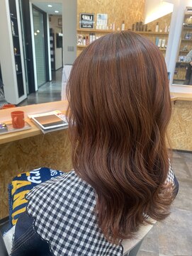ランプ ヘアスタジオ(LAMP Hair Studio) ブリーチ無しのオレンジブラウンヘア