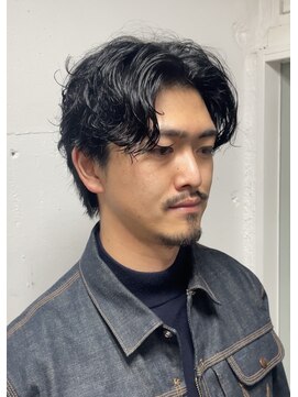 ジュネスゼロニ(JUNES 02) 20代30代ヘア黒髪ニュアンスパーマセンターパート