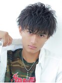 ソフツイ黒髪マッシュ/刈り上げ/ツーブロック/シャドウパーマ