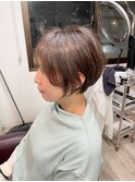 大人可愛い20代30代40代黒髪前下がりショートボブ丸みショート◎