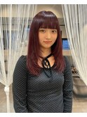 ボルドー/レイヤーカット/ロング