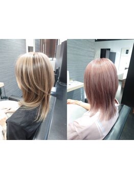 イヤリングカラー、外国人風バレイヤージュカラーでイメージチェンジできます。遊び心あるスタイルに♪